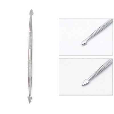 Împingător de cuticulă din metal din oțel inoxidabil, cu două fețe