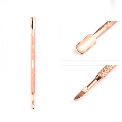 Împingător de cuticulă din metal din oțel inoxidabil, cu două fețe