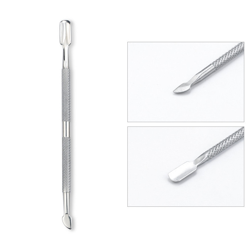 Împingător de cuticulă din metal din oțel inoxidabil, cu două fețe