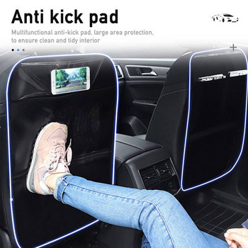 Δερμάτινο PU Anti Kick Pad Αδιάβροχο κάλυμμα πλάτης καθίσματος αυτοκινήτου Προστατευτικό αυτόματο αντιχαρακτική χαλάκια για παιδί κατοικίδιο με τσάντες αποθήκευσης με φερμουάρ