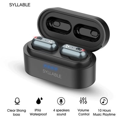 SYLLABLE S101 TWS Ακουστικό 10 ωρών True Wireless Stereo Earbud QCC3020 chip για SYLLABLE S101 Βαθιά μπάσα Συμβατό με Bluetooth