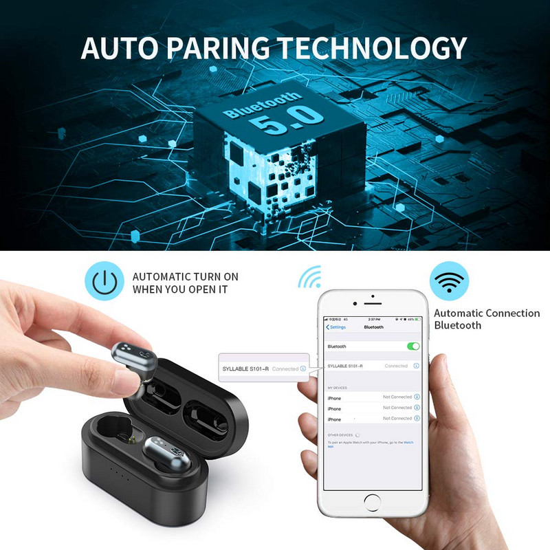 Căști SYLLABLE S101 TWS 10 ore True Wireless Stereo Earbud Cip QCC3020 pentru SYLLABLE S101 Deep bass Compatibil cu Bluetooth