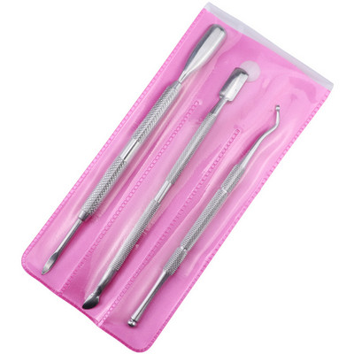 3 τμχ Ανοξείδωτο ατσάλι Εργαλεία μανικιούρ κουρευτικής κοπής νυχιών Dead Skin Remover Cuticle Nipper Spoon Dual-end Trimmer Cutter Clipper Clipper