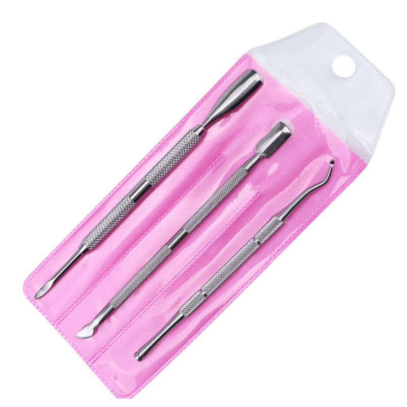 3 τμχ Ανοξείδωτο ατσάλι Εργαλεία μανικιούρ κουρευτικής κοπής νυχιών Dead Skin Remover Cuticle Nipper Spoon Dual-end Trimmer Cutter Clipper Clipper