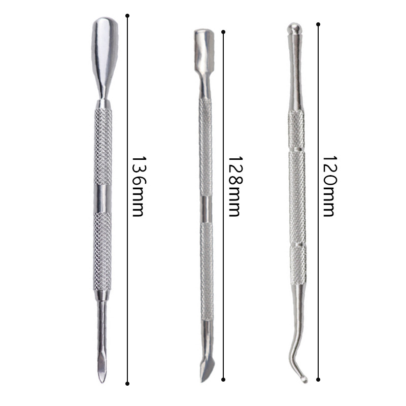 3 τμχ Ανοξείδωτο ατσάλι Εργαλεία μανικιούρ κουρευτικής κοπής νυχιών Dead Skin Remover Cuticle Nipper Spoon Dual-end Trimmer Cutter Clipper Clipper