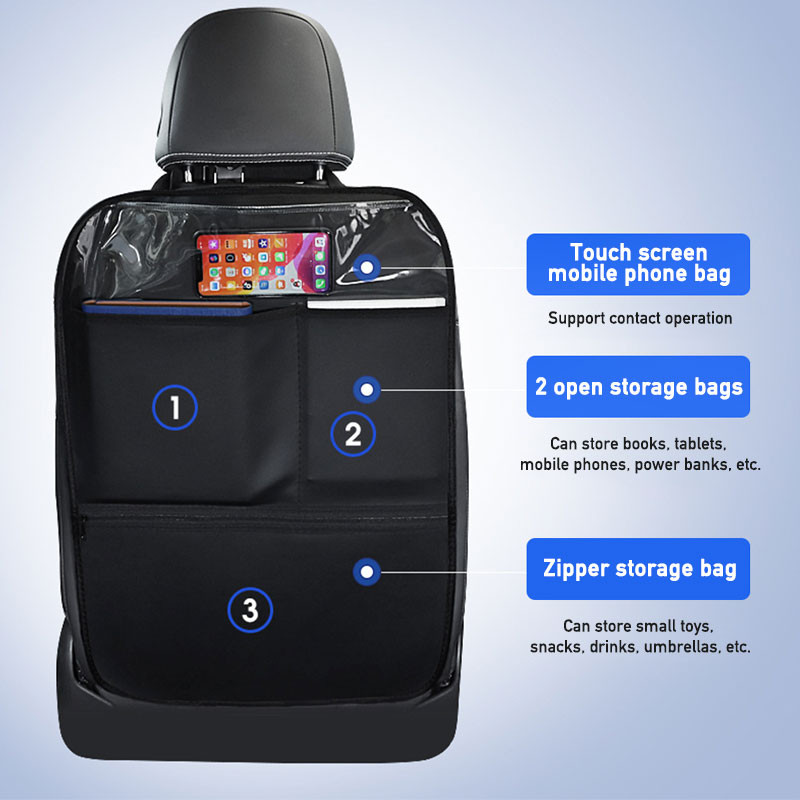 Piele PU Anti lovitură Pad Impermeabil Scaun Mașină Husă de protecție pentru spate Covorașe anti zgârieturi pentru copii Animal de companie cu fermoar Saci de depozitare