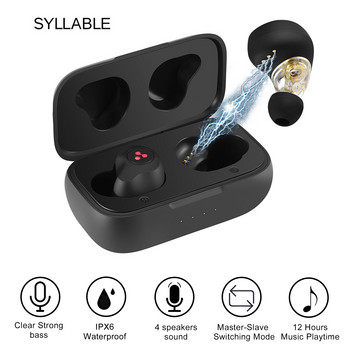Νεότερο SYLLABLE S115 Plus TWS ακουστικών τσιπ QCC3040 12 ώρες True Wireless Stereo Earbuds S115 Plus Ακουστικά με ισχυρά μπάσα
