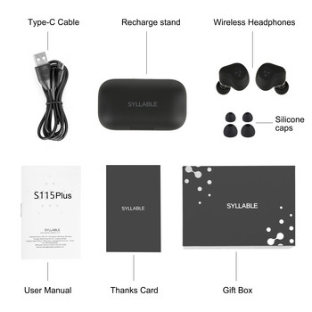 Νεότερο SYLLABLE S115 Plus TWS ακουστικών τσιπ QCC3040 12 ώρες True Wireless Stereo Earbuds S115 Plus Ακουστικά με ισχυρά μπάσα