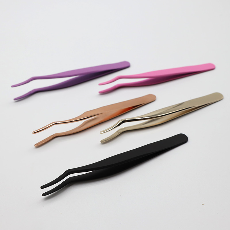 Pensetă pentru gene din oțel inoxidabil, profesională pentru extensie de gene, decor auriu, pensetă antistatică pentru sprâncene, extensie pentru gene