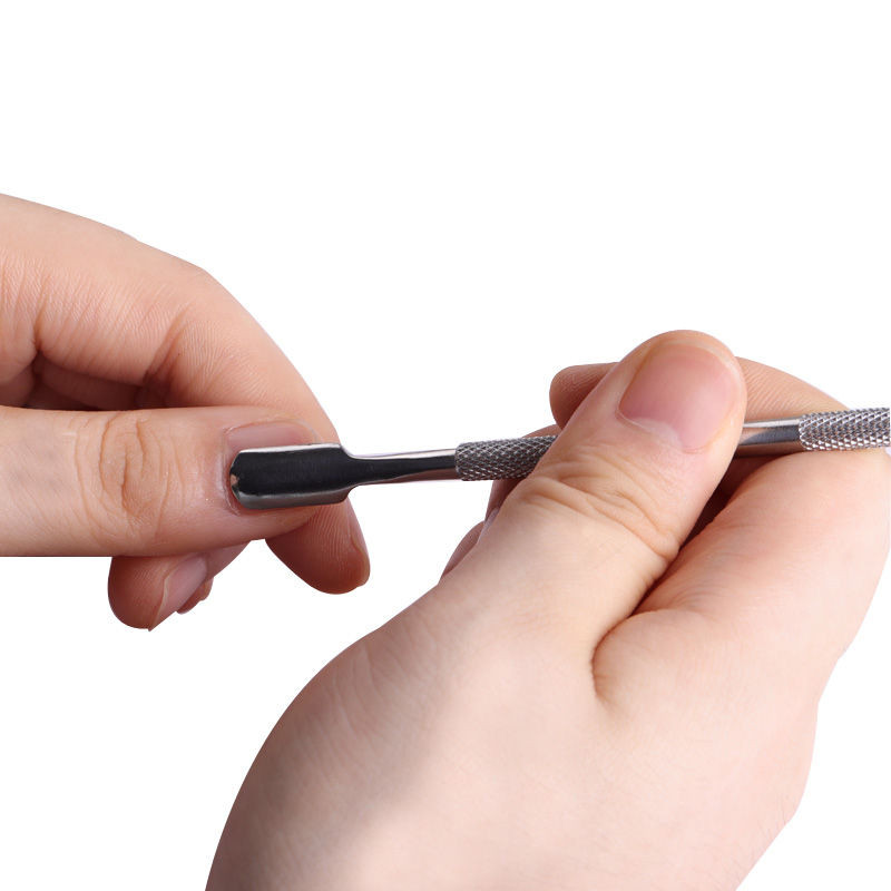 Biutee 1 buc Dispozitiv de împingere a cuticulelor din oțel inoxidabil cu două capete Dispozitiv de îndepărtare a împingerii pielii moarte pentru pedichiură, manichiură, accesoriu pentru curățarea unghiilor