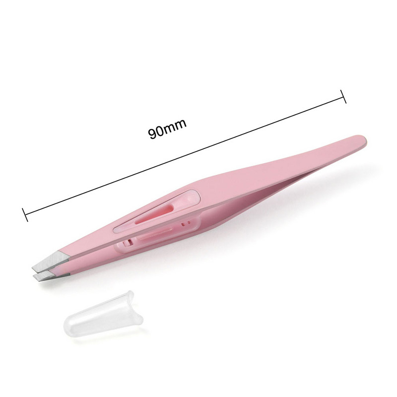 Pensetă pentru sprâncene roz Pensetă pentru extensie de gene din oțel inoxidabil pentru îndepărtarea părului sprâncenelor Clip înclinată Instrument de frumusețe pentru machiaj
