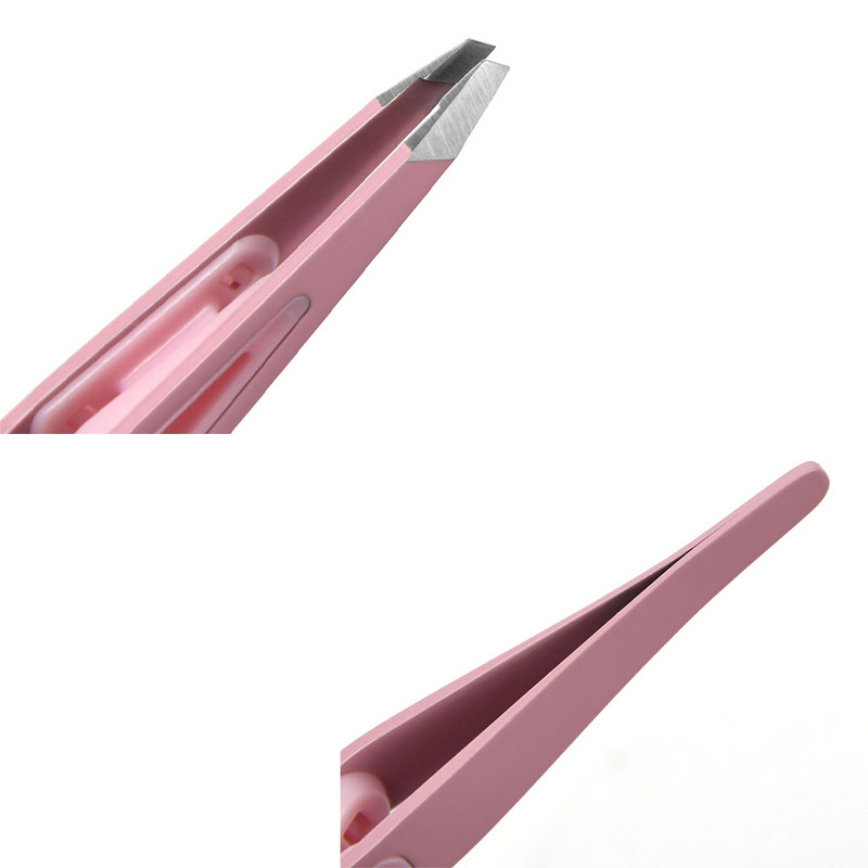 Pensetă pentru sprâncene roz Pensetă pentru extensie de gene din oțel inoxidabil pentru îndepărtarea părului sprâncenelor Clip înclinată Instrument de frumusețe pentru machiaj
