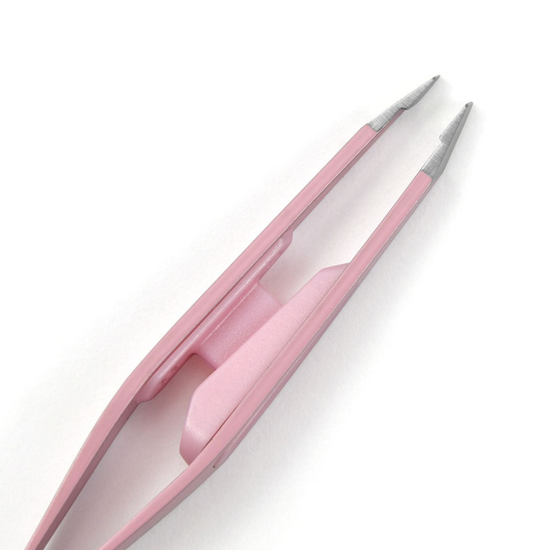 Pensetă pentru sprâncene roz Pensetă pentru extensie de gene din oțel inoxidabil pentru îndepărtarea părului sprâncenelor Clip înclinată Instrument de frumusețe pentru machiaj