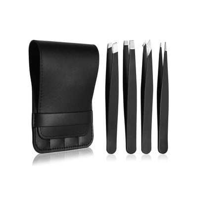 Pensetă pentru sprâncene, 4 buc. Vârf înclinat inofensiv, instrument de machiaj multifuncțional, convenabil, set de pungi de depozitare pentru fete de uz casnic