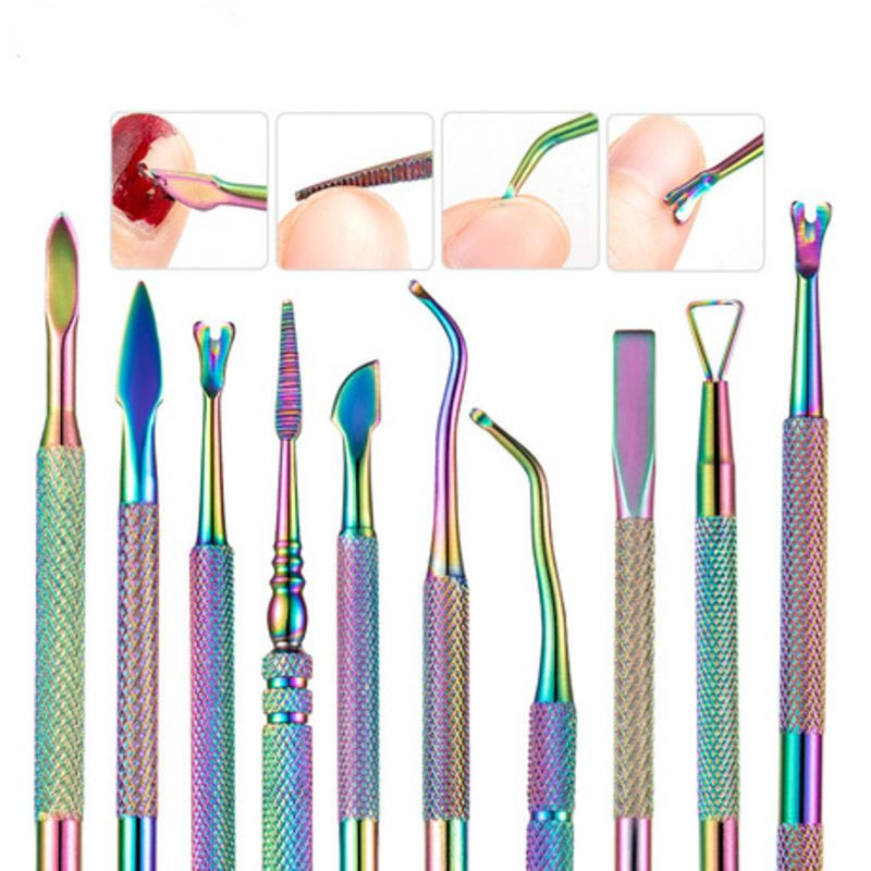 Cuticle Pusher nagų lako valiklis nerūdijančio plieno Profesionalus odelių grandiklis Rankų nagai Kojų nagai Valomi manikiūro įrankiai