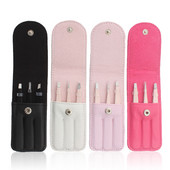 3 vnt Profesionalūs blakstienų pincetai įaugusių plaukų šalinimo įrankio ištraukimui iš nerūdijančio plieno nešiojami antakių segtukai su rožiniu maišeliu