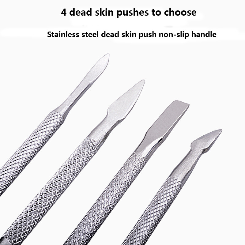 4 buc/set de curățat manichiură din oțel Dispozitiv de curățare a cuticulei cu două capete Dispozitiv de îndepărtare a pielii moarte Instrument de îngrijire a unghiilor Toate pentru set de manichiură