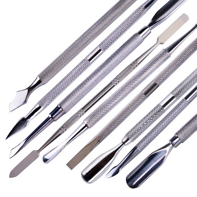 1 Manichiură cu două capete Deget Cuticule Împingeți Mâna Piele Moartă Nail Art Îndepărtarea Cuticulei Instrument de curățare a unghiilor Pedichiură din oțel inoxidabil