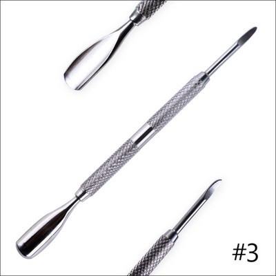 1 Dviejų galvų manikiūro pirštų odelių stūmimo ranka Dead Skin Nagų dailės odelių šalinimas nerūdijančio plieno pedikiūro nagų valymo priemonė