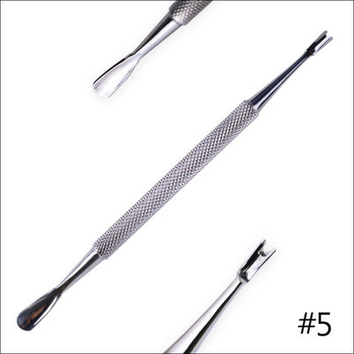 1 Dviejų galvų manikiūro pirštų odelių stūmimo ranka Dead Skin Nagų dailės odelių šalinimas nerūdijančio plieno pedikiūro nagų valymo priemonė