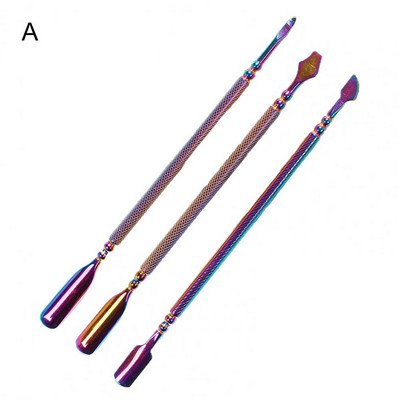 3 vnt / rinkinys nagų stūmiklis, dvipusis, rūdims atsparus nerūdijančio plieno, ergonomiškos rankenos nagų šveitiklis manikiūrui