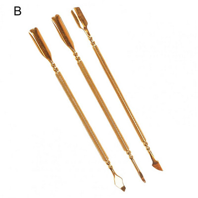 3 vnt / rinkinys nagų stūmiklis, dvipusis, rūdims atsparus nerūdijančio plieno, ergonomiškos rankenos nagų šveitiklis manikiūrui