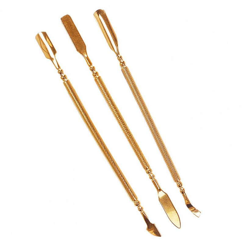 3 vnt / rinkinys nagų stūmiklis, dvipusis, rūdims atsparus nerūdijančio plieno, ergonomiškos rankenos nagų šveitiklis manikiūrui