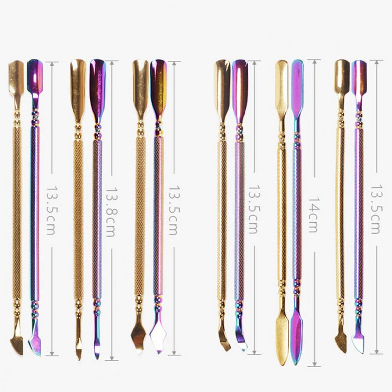 3 vnt / rinkinys nagų stūmiklis, dvipusis, rūdims atsparus nerūdijančio plieno, ergonomiškos rankenos nagų šveitiklis manikiūrui