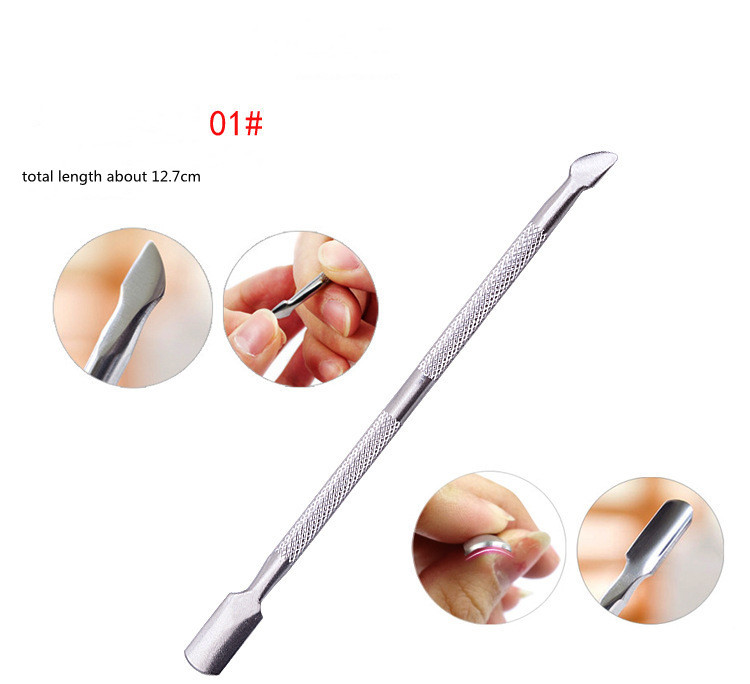 4 buc/set din oțel inoxidabil Cuticule Pusher Remover Linguri Trimmer metal cu două fețe Deget Dead Skin Push Nail Art Manichiură Instrumente