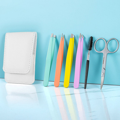 1 rinkinys nerūdijančio plieno antakių pincetų veidui / įaugusiems plaukams, įtvarai plaukams šalinti antakių plėšiklis su kelioninio dėklo įrankiais