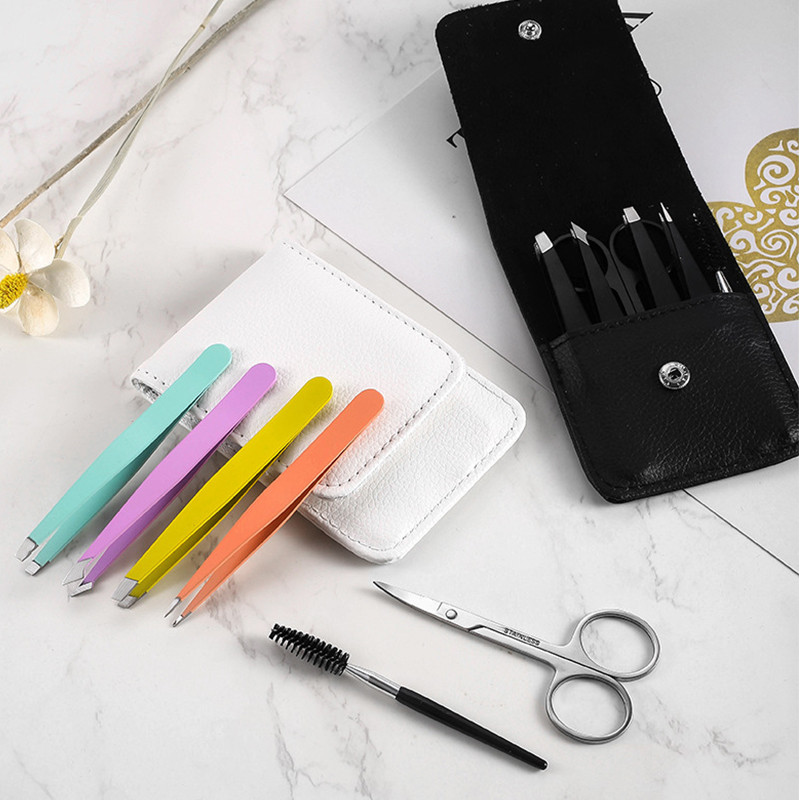 1 rinkinys nerūdijančio plieno antakių pincetų veidui / įaugusiems plaukams, įtvarai plaukams šalinti antakių plėšiklis su kelioninio dėklo įrankiais