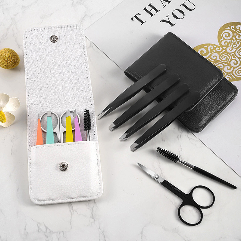 1 rinkinys nerūdijančio plieno antakių pincetų veidui / įaugusiems plaukams, įtvarai plaukams šalinti antakių plėšiklis su kelioninio dėklo įrankiais