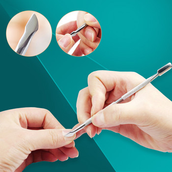 4 τεμ./Σετ ατσάλινο καθαριστικό μανικιούρ με διπλό άκρο Pusher επιδερμίδας Dead Skin Remover Care nails art tool Όλα για μανικιούρ