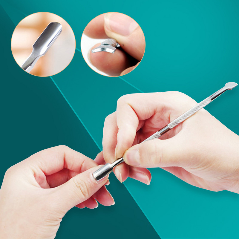 4 buc/set de curățat manichiură din oțel Dispozitiv de curățare a cuticulei cu două capete Dispozitiv de îndepărtare a pielii moarte Instrument de îngrijire a unghiilor Toate pentru set de manichiură