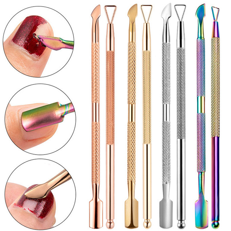 2 vnt./rinkinys Nagų lako odelių stūmiklis Dviejų galų pirštų negyvos odos nagų stūmimas nerūdijančio plieno pedikiūro negyvos odos šalinimo įrankiai