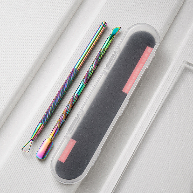 2 vnt./rinkinys Nagų lako odelių stūmiklis Dviejų galų pirštų negyvos odos nagų stūmimas nerūdijančio plieno pedikiūro negyvos odos šalinimo įrankiai