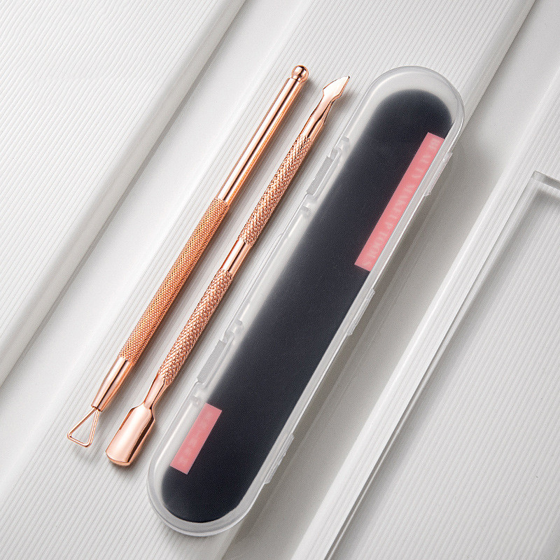 2 vnt./rinkinys Nagų lako odelių stūmiklis Dviejų galų pirštų negyvos odos nagų stūmimas nerūdijančio plieno pedikiūro negyvos odos šalinimo įrankiai