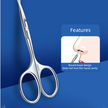 LLANO Инструмент за подстригване на вежди Наклонена щипка за вежди Нос Подстригване на косми Ухо Лъжица 3 в 1 Висококачествен комплект инструменти за грим от неръждаема стомана
