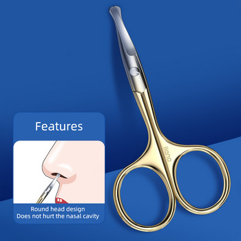 LLANO Инструмент за подстригване на вежди Наклонена щипка за вежди Нос Подстригване на косми Ухо Лъжица 3 в 1 Висококачествен комплект инструменти за грим от неръждаема стомана