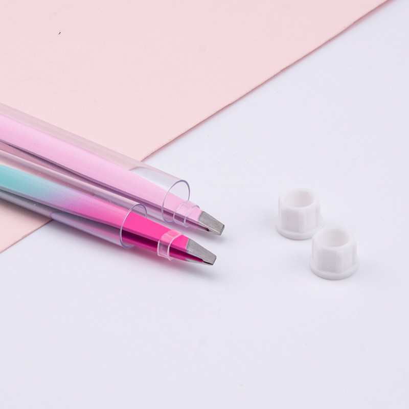 Clemă oblică pentru sprâncene din oțel inoxidabil Pensetă pentru sprâncene teșită Instrument de frumusețe cu tub