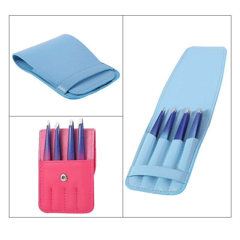 Nerūdijančio plieno pincetas Epoksidinis gradientas blizgantis pudra antakių segtukas Keturių dalių dekoravimo antakių grožio priemonė