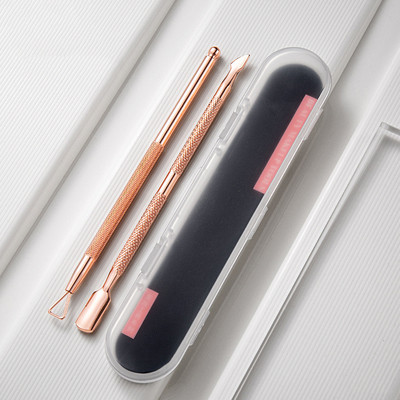 2 buc/set Dublu fețe din oțel inoxidabil Metal Nail Cuticule Pusher Cuticule Deget Dead Dead Skin Trimmer Remover Nail File Manichiura Art