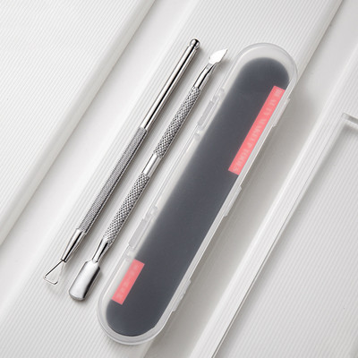 2 buc/set Dublu fețe din oțel inoxidabil Metal Nail Cuticule Pusher Cuticule Deget Dead Dead Skin Trimmer Remover Nail File Manichiura Art