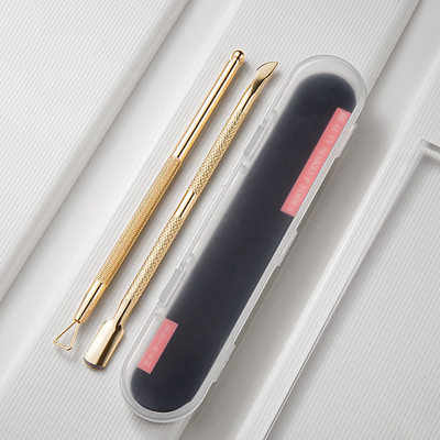 2 buc/set Dublu fețe din oțel inoxidabil Metal Nail Cuticule Pusher Cuticule Deget Dead Dead Skin Trimmer Remover Nail File Manichiura Art