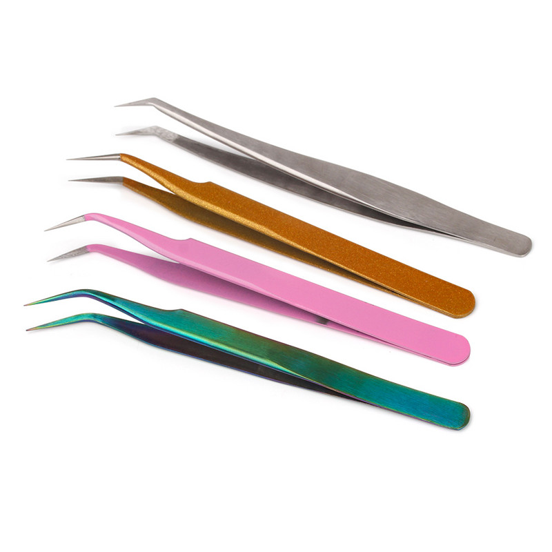 Pensetă pentru extensie de gene din oțel inoxidabil Pensetă pentru gene curbate drepte Pensetă pentru unghii Clip de alegere pentru gene Unelte pentru pensete pentru sprâncene