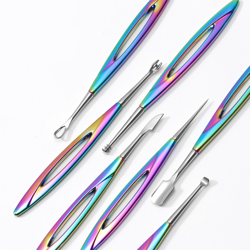 Set de manichiură Nail Push Din aliaj de zinc Îngrijirea feței Săpat urechi Acnee Ac Piele moartă Furcă Pila pentru unghii Îngrijirea mâinilor Nail Art Nail Tools