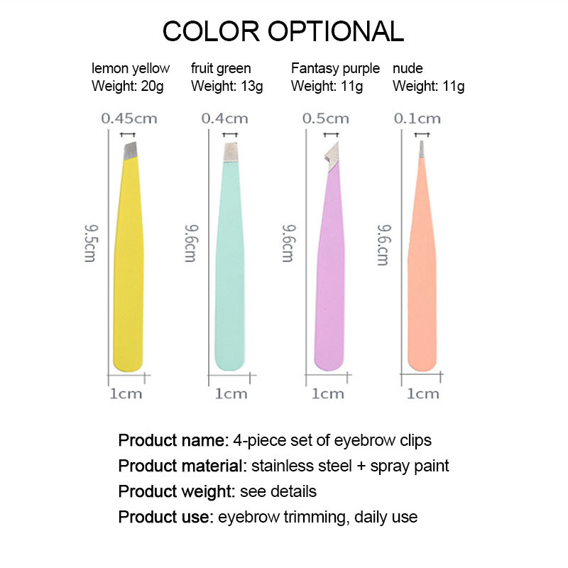1buc Pensetă pentru sprâncene din oțel inoxidabil Pensetă pentru îndepărtarea părului feței Machiaj colorat Pensetă pentru gene Agrafe pentru sprâncene Instrumente de machiaj