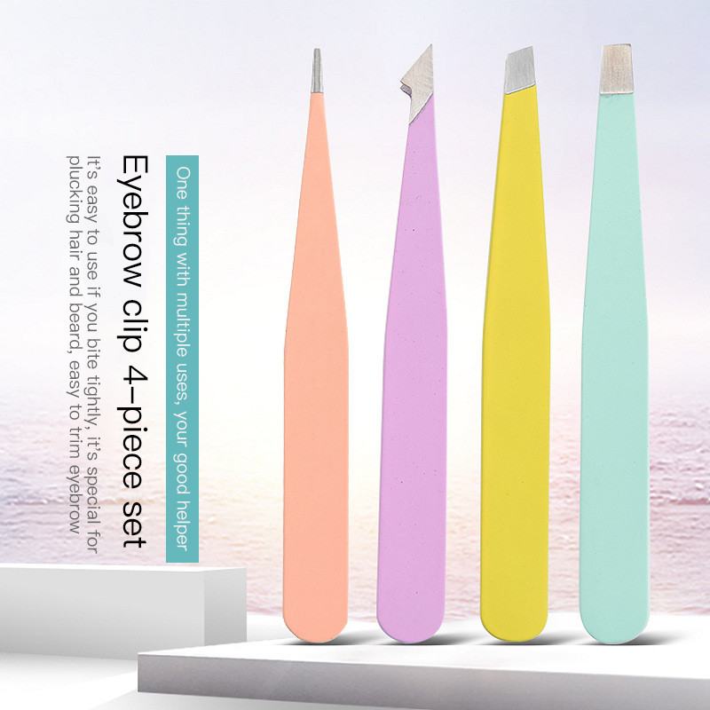 Noua clește pentru tunderea sprâncenelor de culoare bomboană Clip pentru sprâncene cu gură oblică plată, convenabilă, simplă, instrument de frumusețe de uz casnic