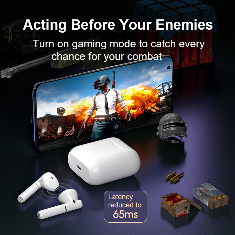 Noua actualizare QCY T8S Căști fără fir Căști Bluetooth 5.0 65 ms Latență scăzută Driver de 13 mm Sunet HIFI pentru muzică/jocuri ENC Apel HD