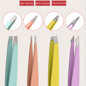 4 buc Pensete pentru îndepărtarea părului Pensete pentru sprâncene din oțel inoxidabil Roz Înclinat negru vârful vârfului Față Instrument de frumusețe pentru machiaj inofensiv